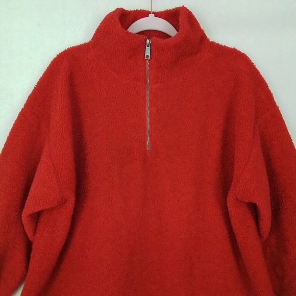 Loft Plus 1/4 Zip Fleece Lined Teddy‎ Bear Pullover Sweater Size 16/18 in Red - Picture 5 of 11